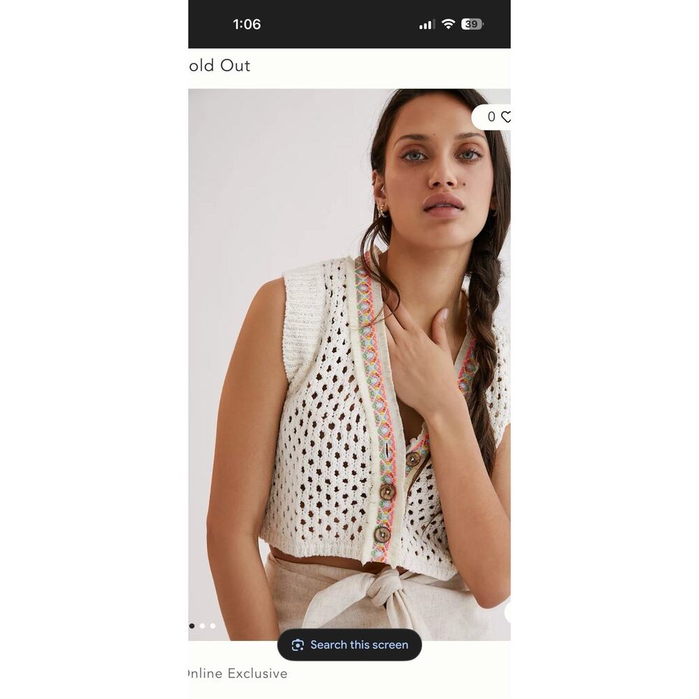 Pilcro For Anthropologie Crochet Sweater Vest, L